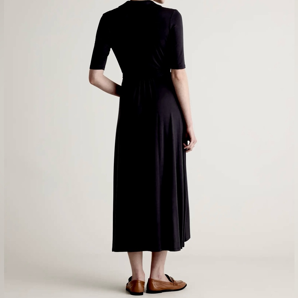 NWT Quince Tencel Jersey Midi Wrap Dress in Black Size Small - Picture 4 of 8